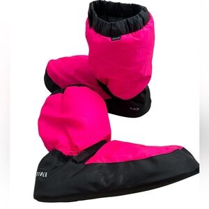 BLOCH by Irina & Max Adult Warm Up Booties Bold Pink Black Velcro Nylon Shell‎ M